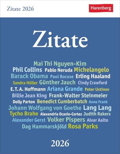 Zitate - Kalender 2026 - Harenberg-Verlag - Wissenkalender - Tagesabreißkalender mit Zitaten für jeden Tag - 12,5 cm x 16 cm