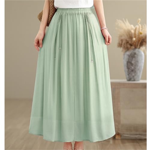 Women's Casual A-Line Big Swing Maxi Skirt Elastic High Waist Pleated Hem Flowy Long Skirts for Summer Beach Vacation2