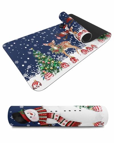 Debedcor Heat Proof Table Pads Waterproof Decorative, Navy Blue Christmas Snowman Non-Slip Table Countertop Protector, Winter Xmas Tree Elk Insulation Mat for Kitchen Room, 40 x 12 Inches
