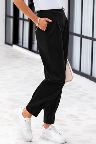 CFLONGE Women's Summer High Waisted Pants for Women 2025 Casual Ankle Length Pant for Work Office Trouser Slacks with Pockets4