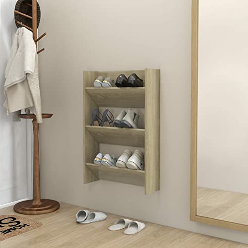 Chusui Armoire à Chaussures Murale Chêne Sonoma 60x18x90 cm Aggloméré,Armoire à Chaussures,Meuble Chaussure,Rangement Chaussure,Armoire à Chaussures d'entrée