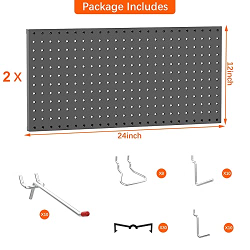 TORACK Metal Pegboard Wall Organizer 24"x24", 70 PCS Tools Storage Pegboard by TORACK - Image 4