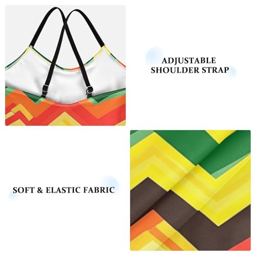 KLL Jamaican Color Zigzag Pattern Girl 1-Piece Swimsuit Summer Swimming Suits with Adjustable Straps Quick-Dry3