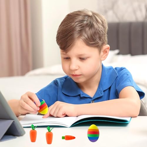 Lets Joy 6PCS Radiergummi Ostern, Radiergummi Osterei Karotte, Kinder Mitgebsel, Ostern Kinder Radierer, Party Favors Geschenke Spiele Preise Schule Büro
