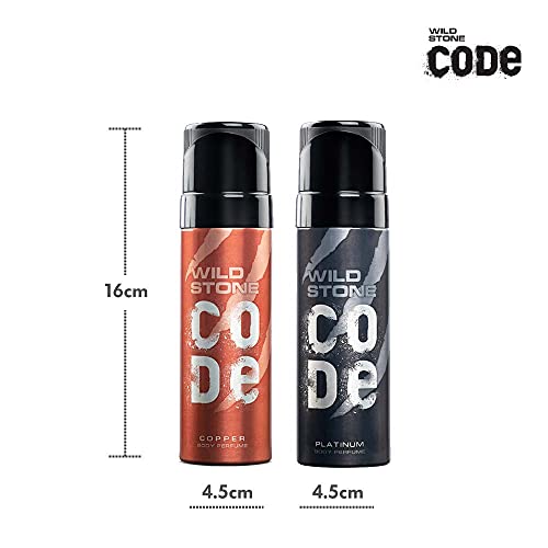 Image of Wild Stone Code Copper & Platinum No Gas Body Perfume Combo for Men, Pack of 2 (120ml each)