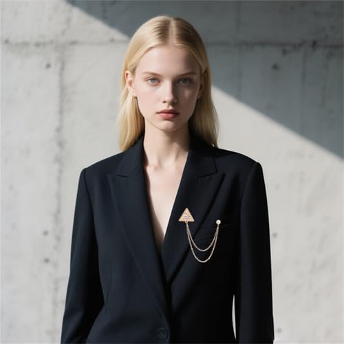 Image of 2PCS Crystal Hanging Chain Brooch Suit Pin for Men Women Vintage Crown Cross Star Diamond Broochs Gold and Silver Wedding Brooch for Clothes Dress Hats Bags Accessory