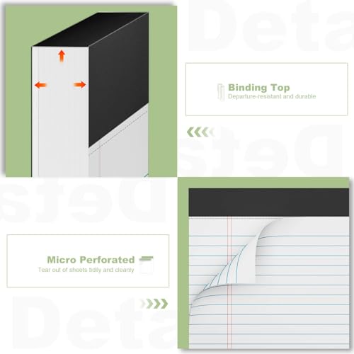 Legal Pads 8.5 x 11 College Ruled Note Pads, 6 Pack Notepads 8.5 x 11 Lined Paper Narrow Ruled Writing Pads, 30 Sheets Per Note Pad, Micro Perforated White Legal Pad 8.5 x 11 for W image 2