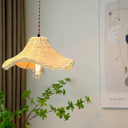 Swemopp Floral Woven Pendant Light Kitchen Island Flower Shaped Rattan Chandelier Rustic Wicker Ceiling Hanging Lamp Nordic Modern Coastal Chandelier thumb #5