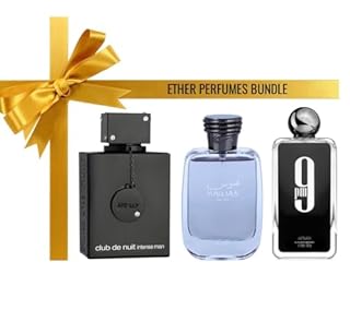Ether Perfumes TOP MEN'S Arabic Dubai Perfumes Bundle: Club De Nuit Intense Men + Hawas + 9 PM I Each Regular Full Size 100ml I Specially Bundled & Crafted