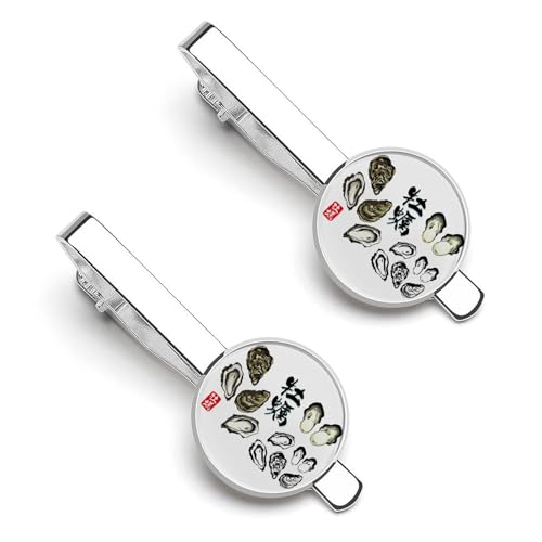 ネクタイピン 2枚セット 牡蠣柄 カキ タイクリップ おしゃれ お洒落 衣装アクセサリー ビジネス 日常仕事 結婚式 冠婚 記念日 卒業式 入学式 プレゼント