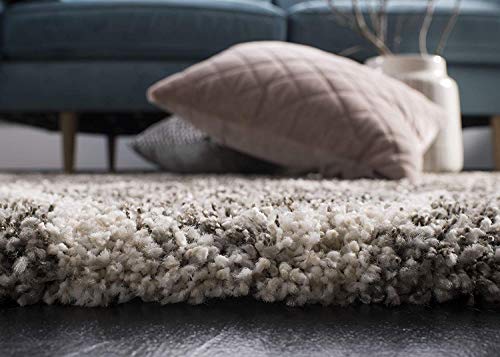 Image of Urban Modern Decor Features 4x6 Feet Modern Soft Shaggy Carpet Thick, Fluffy & 2 inch Pile Shag Rug for Your Kids Room, Bedroom & Livingroom(4x6 feet, Grey & Ivory)