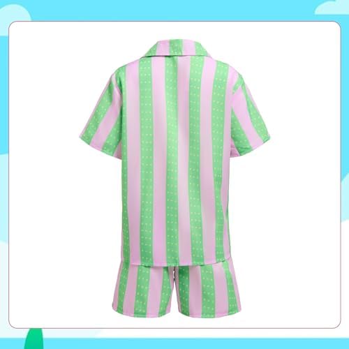 Kids Costume, Boys Casual Beach Striped Shirt and Shorts Set,2023 Movie Outfits