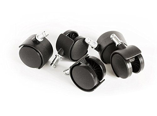 Image of Breewell Plastic Revolving Pin Type Chair Wheel (Black, Small) - Set of 5