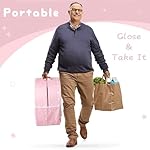 BYBYME Portable Waterproof Crib Floor Bed Toddler Travel Bed with Mattress, Washable Fitted Sheet Foldable Travel Cot Grandpa Grandma, Rose - Image 4
