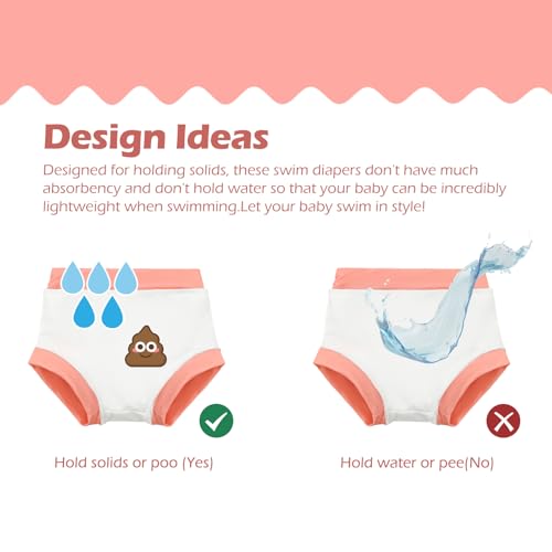 Image of ALVABABY 3 Pack Reusable Baby Girls Swim Diapers UPF 50+ Washable Toddler Beach Diapers