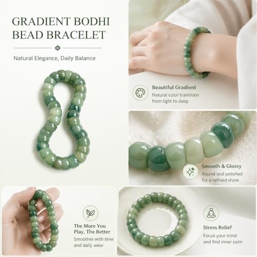 Image of Anxiety Relief Fidget Bracelet, Natural Bodhi Seed Healing Jewelry for Stress, Sensory Beaded Stretch Bracelet, Spiritual Protection Gifts for Women Men Adults