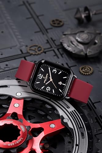 Image of Daniel Hechter Paris Gabrielle Collection Luxury Analog Watch for Women with Square Dial, Date Display and Silicone Strap