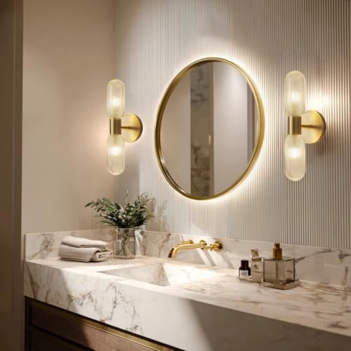 Aplique de pared de cristal y base metálica dorada de 30cm para interiores sofisticados 5
