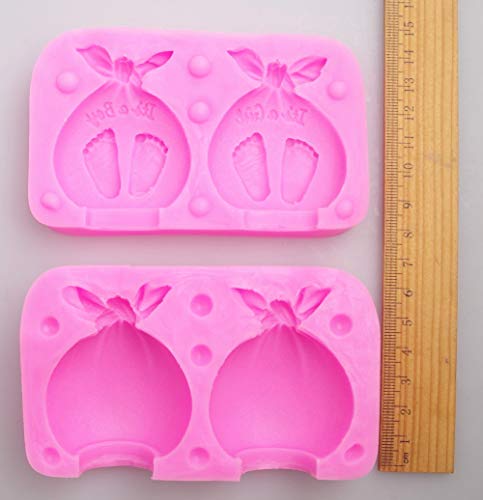 Baby Shower Silicone Candle Mold ,3D Baby Foot Silicone Soap Mold Fondant Cake Decorating Candy Chocolate Mould (Boy&Girl) #TOP5