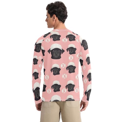 Mens UV Protection Shirts Rash Guard Long Sleeve UPF 50+ Baseball Hat Dog Quick Dry S2