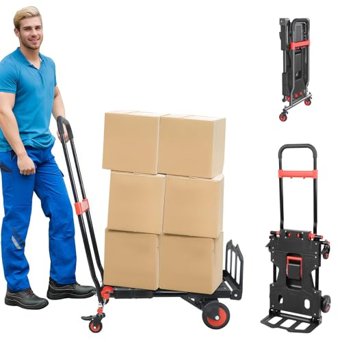 Carretilla plegable 3 en 1 con ruedas y capacidad 330 lb miniatura 1
