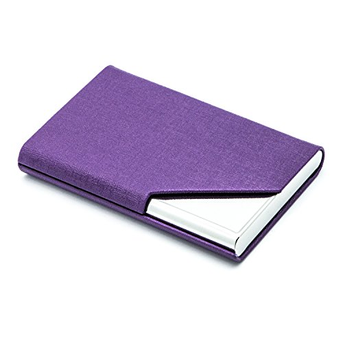 Padike Business Name Card Holder Luxury Pu Leather & Stainless Steel Multi Card Case,Business Name Card Holderfor Men & Women (Purple) #TOP4