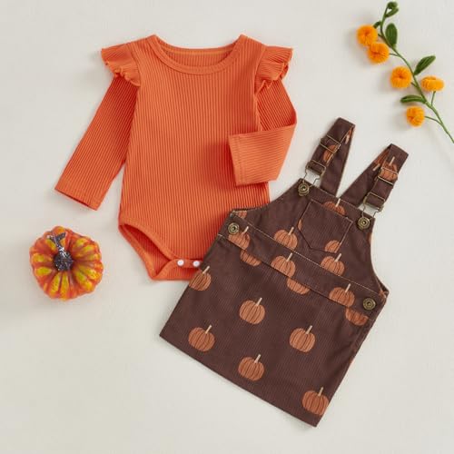 My First Halloween Thanksgiving Baby Girl Outfit Newborn Romper And Corduroy Skirt Pumpkin Dress Outfits2