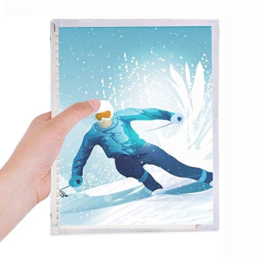 Carnet de ski et de bâtons à feuillets mobiles et spirale rechargeable pour notes