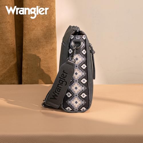 Image of Wrangler Aztec Crossbody Purse Medium Shoulder Bags for Women Western Handbag with Guitar Strap