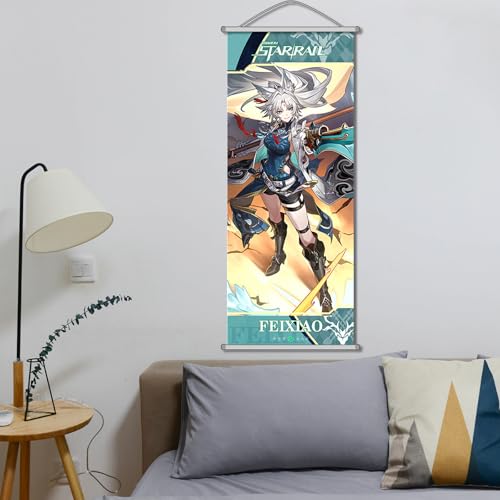 Image of Honkai: Star Rail Scroll Poster for Indoor Decor(27.5 inch x 10 inch), Hanging Wall HD Printing Artistic Canvas Honkai: Star Rail Character Posters for Game lovers. (FeiXiao)