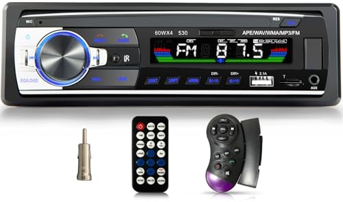 iFreGo 1 DIN Autoradio Bluetooth5.0 Vivavoce, Radio Stereo con Lettore MP3 Telecomando WMA FM, autoradio FM con USB/lettore AUX/TF, 60WX4 funzione di ricarica rapida,Supporto iOS, Android