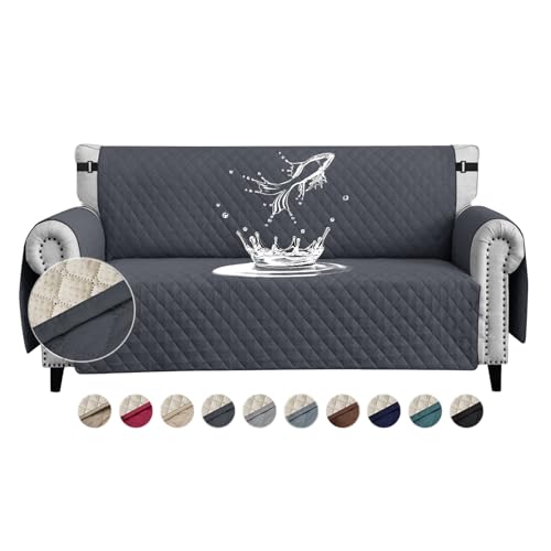 FIGOOO Housses de Canapé Impermeable avec Accoudoirs 3 Places Antidérapante Épaissi Pas Besoin de Laver la Housse de Canapé avec Poches Latérales pour...