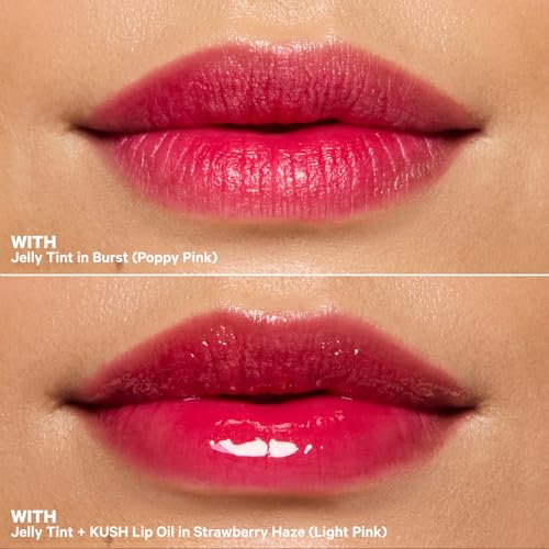 Image of Milk Makeup Cooling Water Jelly Tint + KUSH Lip Oil Full Size Duo - Jelly Blush + Lip Stain and Sheer Gloss with High-Shine Finish - Burst (Poppy Pink) 0.17oz + Strawberry Haze (Light Pink) 0.18oz
