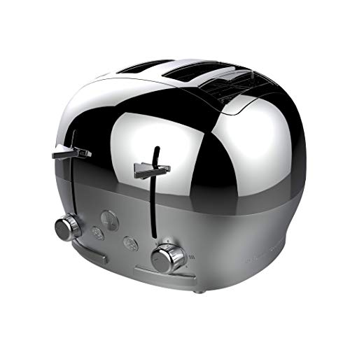 FUNKY Large Retro 4-slice Toaster, Extra Wide & Deep Slots, 6 Browning Levels, Frozen, Cancel and Reheat Function - Chrome