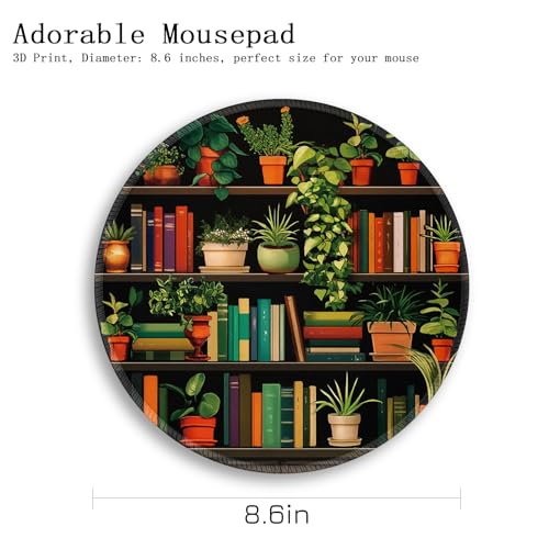 Image of Gctriki Small Mouse Pad for Desk with Bookshelf Design - Cute Office Decor for Women, Stitched Edge Non-Slip Rubber Base, Fits Laptop & Wireless Mouse, Travel Mouse Pad for Computer Gaming