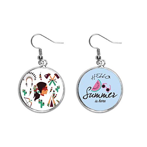 Pendientes de sandía con diseño de tribu nativa americana de alta calidad