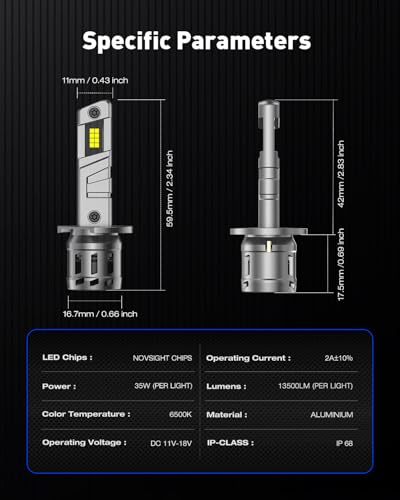 NOVSIGHT H1 LED Headlight Bulb - 27000LM Mini Size H1 Headlight Bulb, 600% 6500K Cool White Super Bright Conversion Kit, Plug and Play,IP68 Waterproof,Pack of 2 - Image 6