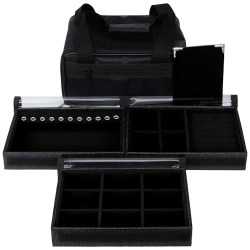 Bolsa Porta Joias Baby Completa com 3 Bandejas Organizadoras para Joias Bijuteria Viagem Guarda Joia (Preta)