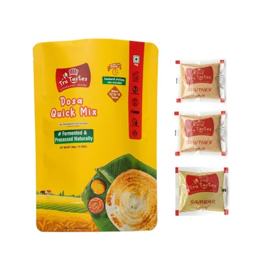 Image of Tru tastes Dosa Quick Mix - Breakfast Mix | Quick Breakfast | Instant Ready to Cook Mix | Ready-To-Make South Indian Breakfast (Quick Mix Dosa)