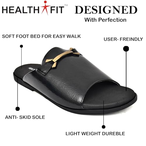 Image of HEALTH FIT Extra Soft Comfortable Traditional Ethnic Chappal /Slippers Wedding & Festive Sliders for Gents /Boys Lightweight flexible TPR sole & Easy-to-wear slip-on design cushioned for Men HF7017