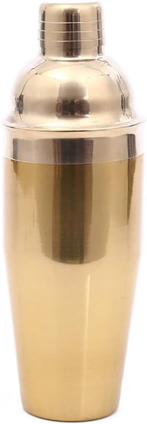 Copper Coated Cocktail Shaker, Japanese Style Martini Shaker Strainer Lid Top for Drinks Bar Home Use-Golden 750ml