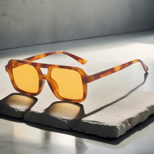 Vintage Square 70s Aviator Sunglasses for Women Men Classic Retro Flat Frame Rectangle Sunglasses4