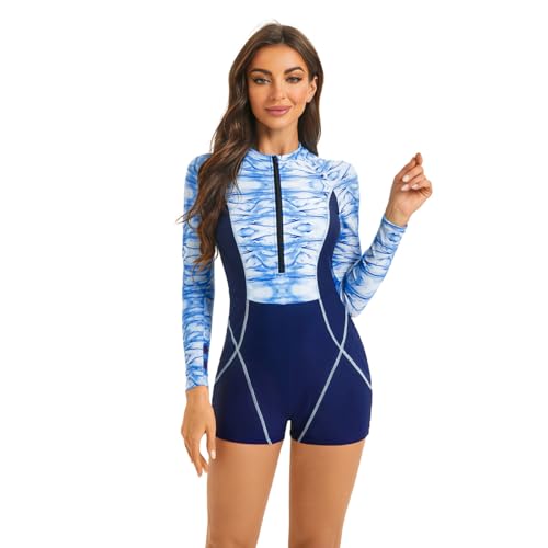 Maillot de bain une pièce surf et combiné short manches longues zippé femme