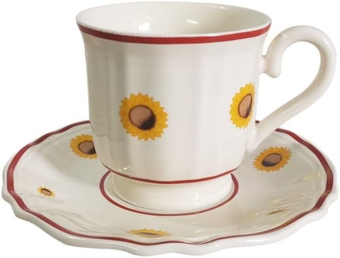 Coffee Cup Set English Afternoon Tea Cup and Saucer Ceramic Coffee Cup Flower Tea Cup Home Gift Floral Cup and Saucer Set Coffee Mug(B)