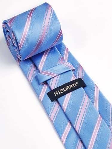 Image of HISDERN Mens Tie Set Classic Woven Ties and Pocket Square Cufflinks Set Formal Business Wedding Neckties Handkerchief