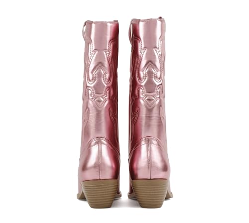 Image of Soda inchTELLER inch ~ Women's Western Cowboy Boots with Stitched Detailing, Pointed Toe, and Low Block Heel