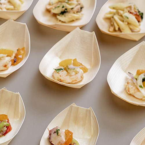 Palucart Barchette Bambu Finger Food 100 Coppette in Legno 11 x 6,5 cm