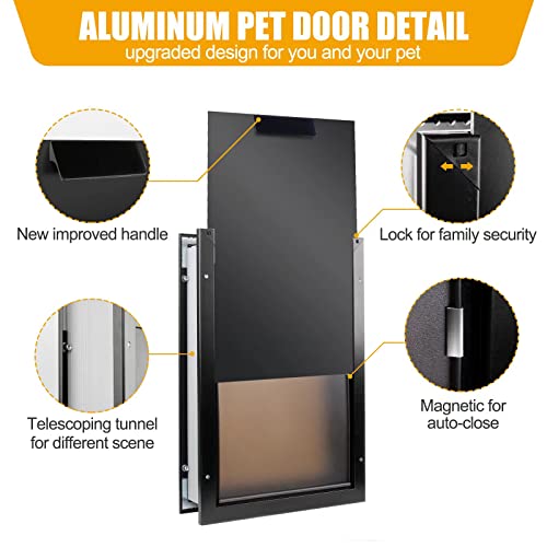 Xl Dog Door For Large Dogs, Heavy Duty Dog Door With Telescoping Tunnel Double Flap Aluminum Frame Security Panel(Handle Included) For Interior Exterior Doors… #TOP1