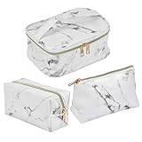 【Diseño simple y elegante】: estas bolsas de lavado están hechas de textura de mármol, que tiene una apariencia limpia y única y te hace sentir más cómodo. Una cremallera de alta calidad garantiza la durabilidad y mantiene la bolsa bien cerrada y evita que se caigan objetos pequeños.