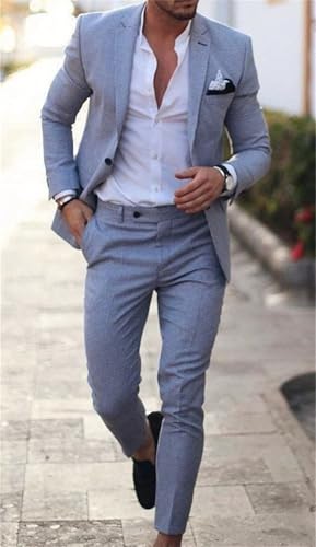 Men's Suits 2 Piece Set,One Button Linen Cotton Solid Color Suit,Mens Suits Classic Fit 2 Piece for Beach4